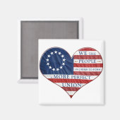 我々アメリカ国旗のハート マグネット (正面/裏面)