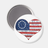 我々アメリカ国旗のハート マグネット (正面/裏面)