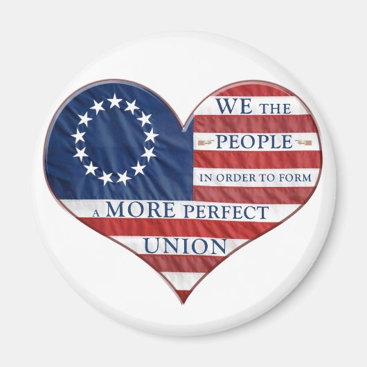 我々アメリカ国旗のハート マグネット (正面)