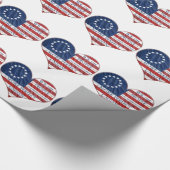 我々アメリカ国旗のハート ラッピングペーパー (角)