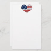我々アメリカ国旗のハート 便箋 (正面/裏面)