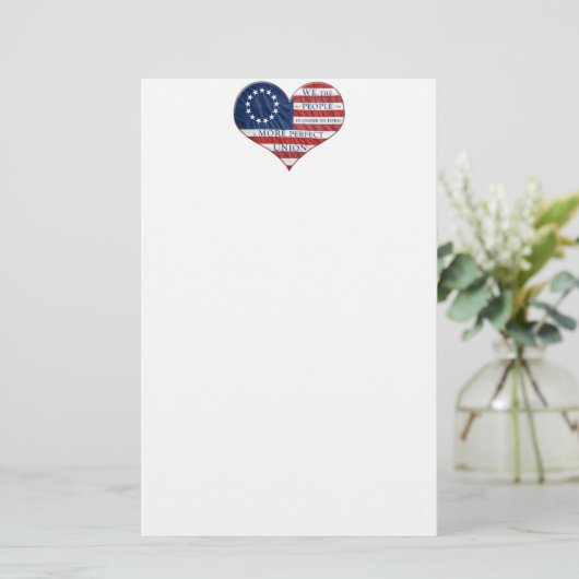 我々アメリカ国旗のハート 便箋 (スタンド正面)