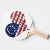 我々アメリカ国旗のハート 卓球ラケット (横)