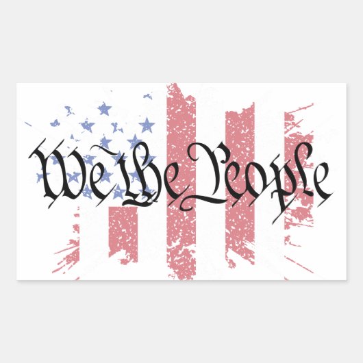 我々アメリカ平和国旗のスプラット 長方形シール (正面)