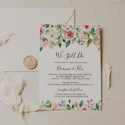 我々エレガントはまだ誓いの更新を行う優美なフローラ 招待状