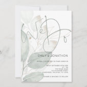 我々エレガントは水彩画の葉の台本を作結婚る 招待状 (正面)