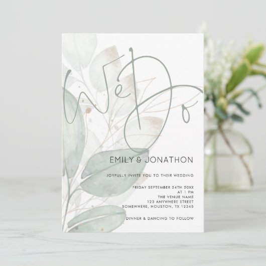 我々エレガントは水彩画の葉の台本を作結婚る 招待状 (スタンド正面)