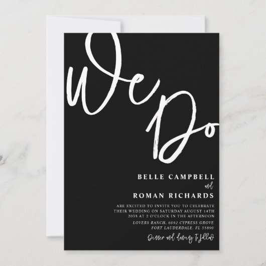 我々エレガントは黒白の台本を作結婚る 招待状 (正面)