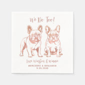 我々エレガントもブルドッグフランスのバラ金ゴールド結婚の スタンダードカクテルナプキン (正面)