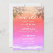 我々エレガントサンセットトロピカルパームビーチ結婚式 招待状 (正面)