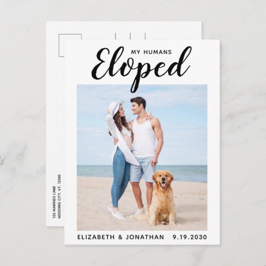 我々カスタムが駆け落ち結婚した写真犬の駆け落ち 案内ポストカード (正面/裏面)