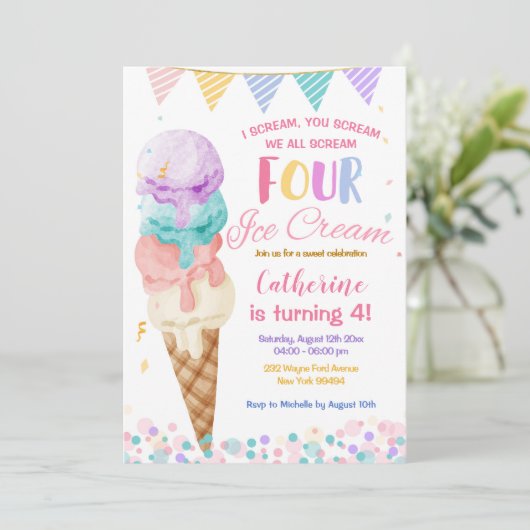 我々カラフルは4つのアイスクリーム第4誕生日を叫ぶ 招待状 (スタンド正面)
