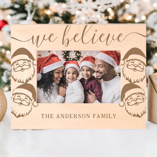 我々サンタフ信じァミリの名前クリスマス記念の酒 レーザー彫刻フレーム