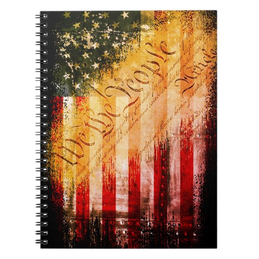 我々ザ・ピープルヴィンテージレトロロックアメリカ国旗 ノートブック (正面)