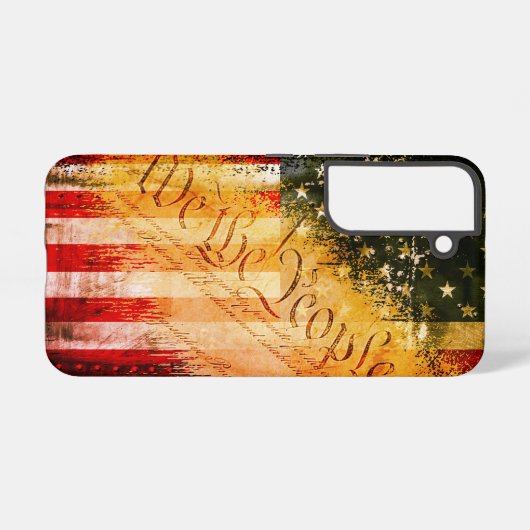我々ザ・ピープルヴィンテージレトロロックアメリカ国旗 SAMSUNG GALAXYケース (裏面横)
