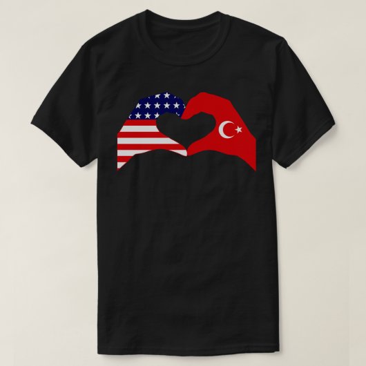 我々ハートアメリカのトルコ愛国国旗のシリーズ Tシャツ (デザイン正面)