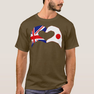 我々ハートイギリス日本多国籍愛国国旗のセリー Tシャツ