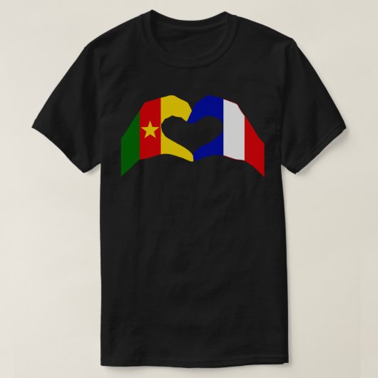 我々ハートカメルーンフランス多国籍パトリオットフラア Tシャツ (デザイン正面)