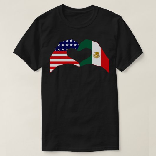我々ハートUSAメキシコパトリオット国旗のシリーズ Tシャツ (デザイン正面)