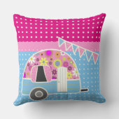 我々ピンクのブルーキャンパ転がンレトロかわいい クッション (裏面)