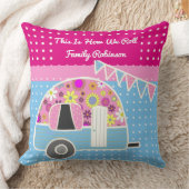我々ピンクのブルーキャンパ転がンレトロかわいい クッション (ブランケット)