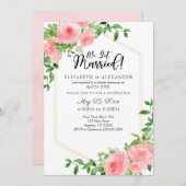 我々ピ得ンク結婚したフローラ結婚の駆け落ち 招待状 (正面/裏面)