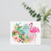 我々フロリダピンクフラミンゴフローラニューホームに移動 案内ポストカード (スタンド正面)