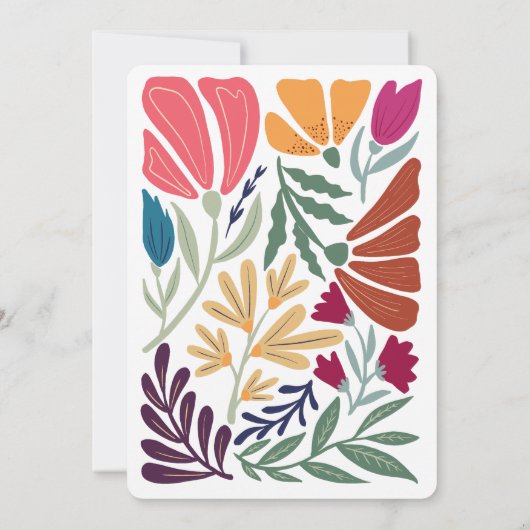 我々ボホシックレトロ写真カラフルフローラルウェディング 招待状 (裏面)