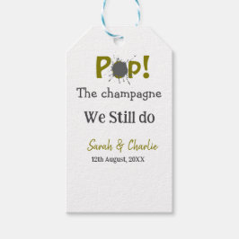 我々ポップ・アートのはまだ金ゴールドグレーのカップルnamを行うシャンパン ギフトタグ