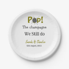 我々ポップ・アートのはまだ金ゴールドグレーのカップルnamを行うシャンパン ペーパープレート