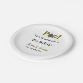 我々ポップ・アートのはまだ金ゴールドグレーのカップルnamを行うシャンパン ペーパープレート (アングル)