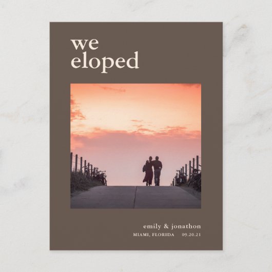 我々ミニマルはAnnouncementフォトブラウンクリーム 案内ポストカード (正面)