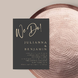 我々モダンはエレガント石板ブラック結婚ベージュ 招待状