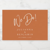 我々モダンはカスタムエレガント結婚式の燃えオレンジ スパークリングワインラベル (シングルラベル)