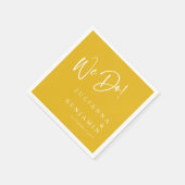 我々モダンはサフエレガントロンカスタム・イエロー結婚ズ スタンダードカクテルナプキン (角)