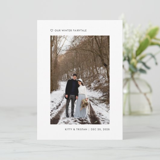 我々モダンはミニマル休日の冬の結婚式を駆け落ちた 案内状 (スタンド正面)