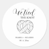 我々モダンは結び目プレッツェルの好意バッグの結婚 ラウンドシール (正面)