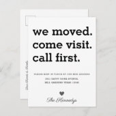 我々モダンは訪問コール来ファーストタイポグラフィを移動 案内ポストカード (正面/裏面)