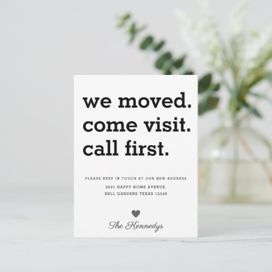 我々モダンは訪問コール来ファーストタイポグラフィを移動 案内ポストカード (スタンド正面)