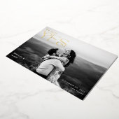 我々モダンは、Yes写真の飛び結婚出し 箔招待状 (回転した状態)