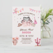 我々リトル女性のカーボーイウエスタンファーストロデオ誕生日 招待状 (スタンド正面)