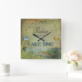 我々リラックスは湖の時間、マウンテンキャビンのデコールにある スクエア壁時計 (ホーム)