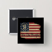 我々人民トランプ45 47動揺してヴィンテージ国旗 缶バッジ (正面&裏面)