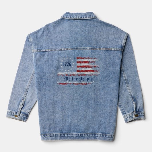 我々人民1776年米国旗動揺して デニムジャケット (裏面)