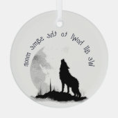 我々全員が同じ月の引用文に吠え感動的る ガラスオーナメント (裏面)