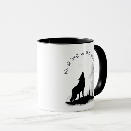 我々全員が同じ月の引用文に吠え感動的る マグカップ (正面右)