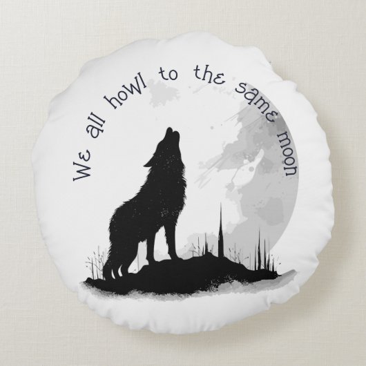 我々全員が同じ月の引用文に吠え感動的る ラウンドクッション (裏面)