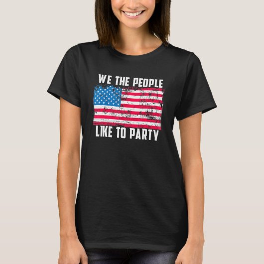 我々国民はパーティーヴィンテージアメリカ国旗を好む Tシャツ (正面)