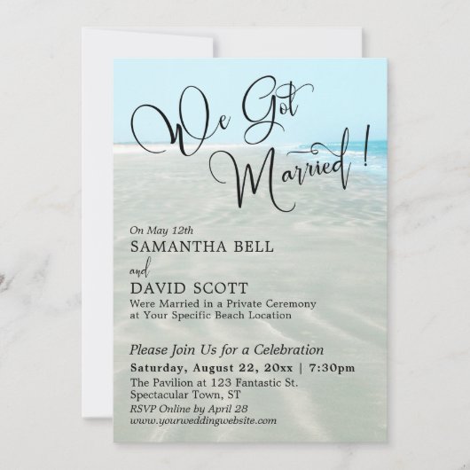 我々得タイポグラフィ波打つ砂アクアウォーター 招待状 (正面)