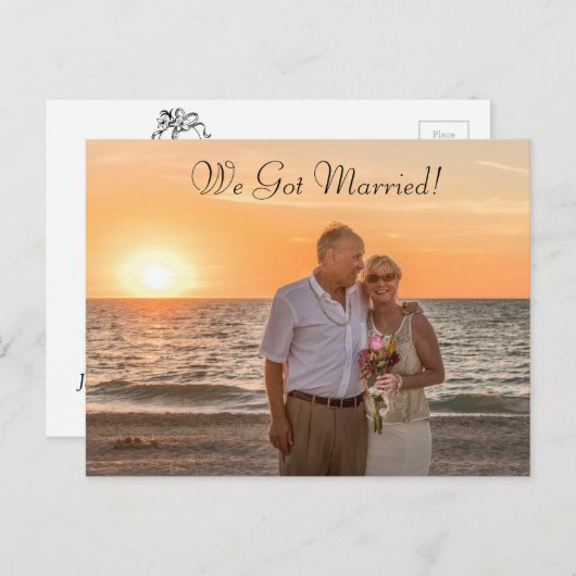 我々得結婚したの結婚駆け落ち 案内ポストカード (正面/裏面)